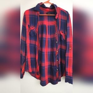 Tinsel Brand Women's Medium Red and Blue Button Down